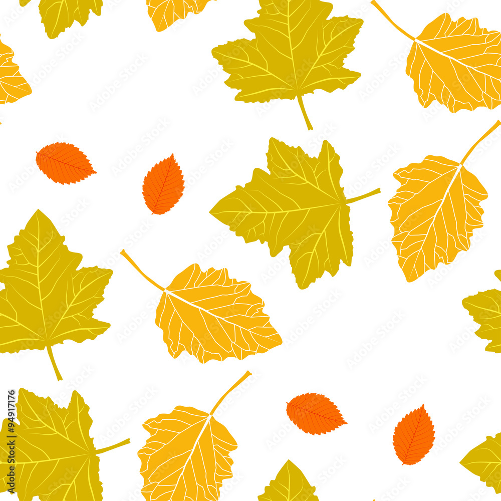 Poster Leaves seamless pattern