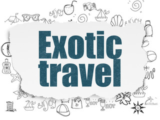Fototapeta premium Vacation concept: Exotic Travel on Torn Paper background