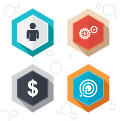 Business signs. Human and aim targer with arrow.