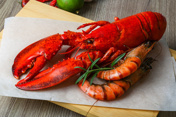 Lobster and shrimps