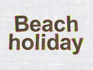 Tourism concept: Beach Holiday on fabric texture background