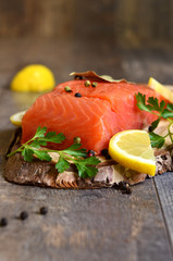 Fresh raw salmon fillet.