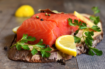 Fresh raw salmon fillet.