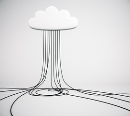 Cloud service technology concept in empty room