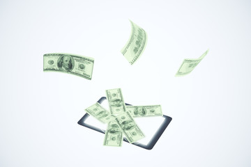 Digital tablet with way to earn money online concept