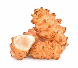 Jerusalem artichoke or sunchoke isolated on white background