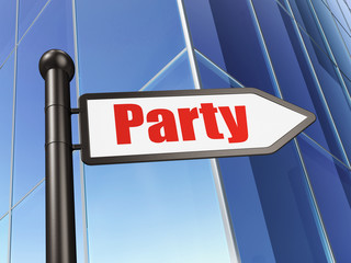 Fototapeta premium Holiday concept: sign Party on Building background