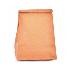 Brown paper bags isolated white background