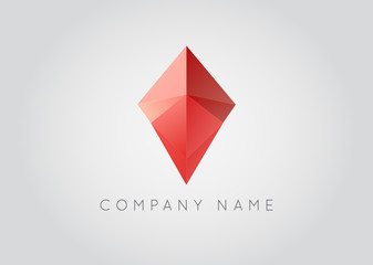 Trendy Crystal Triangulated Gem Logo Element Perfect for Business Geometric Low Polygon Style Visual Identity Vector