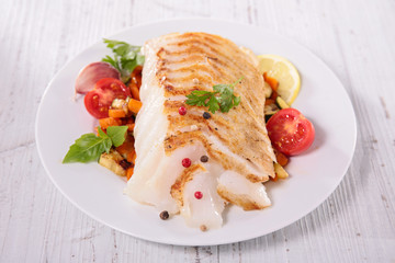 grilled fish and vegetables