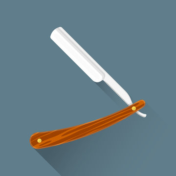 vector flat barber cut throat razor illustration icon.