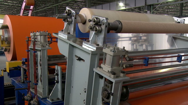 Production of sandwich panels. Machine, close-up