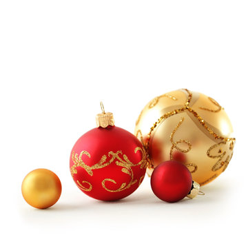 christmas ornaments isolated on white background