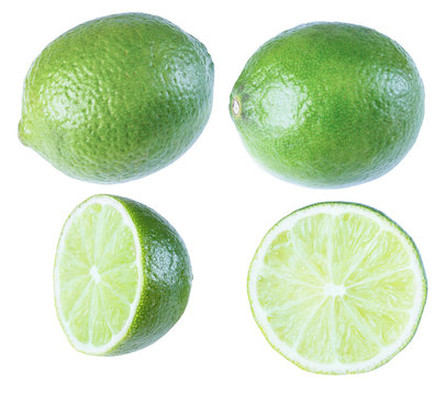 Lime, tropical fruit, isolate on a white background, whole fruit