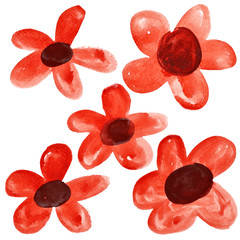 Dark red watercolor flowers