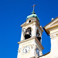 ancien clock tower in italy europe old  stone and bell