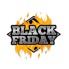 Triangular retro logo, icon, label, sticker for Black Friday. The pattern of the fire. Vector