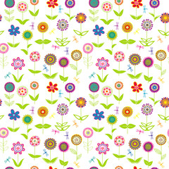 Whimsical flowers seamless