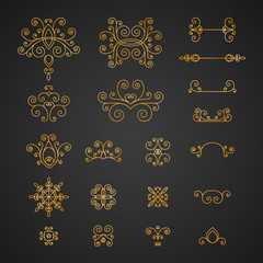 Set of luxury, vintage curls, flourishes and swirl for logos, icons, logos, corporate identity. Vector