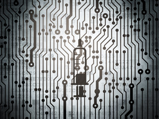 Health concept: circuit board with Syringe