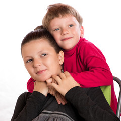 the boy and the girl embraced