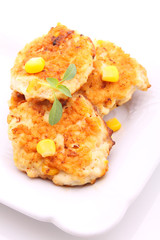 Chicken cutlets with corn