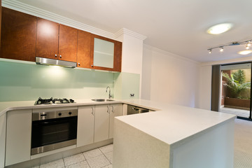 kitchen with modern twist along with hardwood floor
