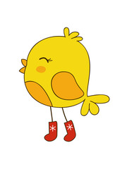 Cute cartoon bird isolated on white