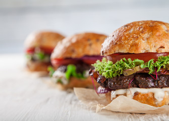 Close-up of home made burgers