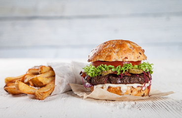Close-up of home made burger
