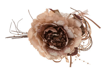 Decorative  christmas artificial brown flower isolated.