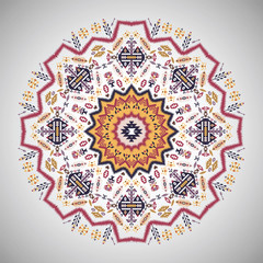 Ornamental round geometric pattern in aztec style