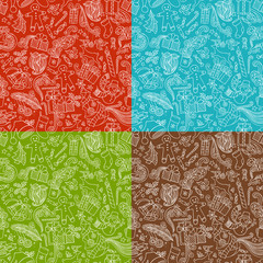 Vector set of seamless doodles Christmas patterns.