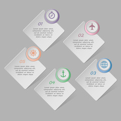 Colorful infographics template with steps, options. For infographic, banner, poster, web design, brochure, presentation. Vector illustration