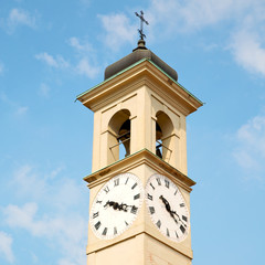 ancien clock tower in italy europe old  stone and bell