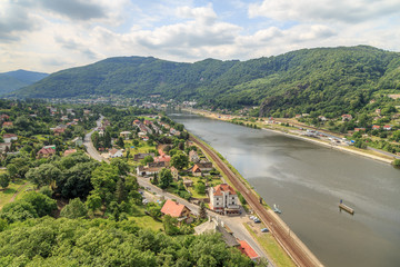 a beautiful view of the river Elbe from a height beautiful forest Saxon Switzerland