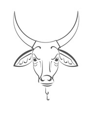 The stylized image of the head of the Indian sacred cow zebu