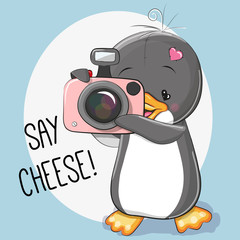 Obraz premium Penguin with a camera