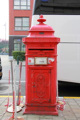 Vintage red postbox, Brussels, Belgium