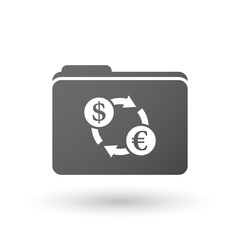 Isolated binder with a dollar euro exchange sign