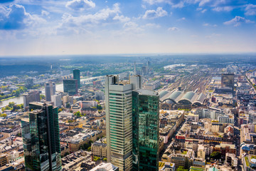 Fototapeta na wymiar view to skyline of Frankfurt from Maintower in Frankfurt, German
