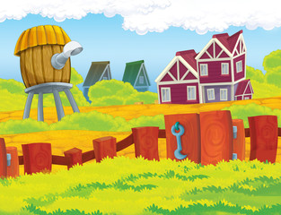 Obraz na płótnie Canvas Cartoon scene - rural - village - illustration for the children