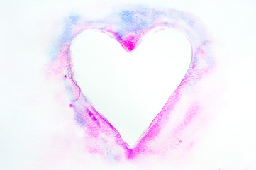 Beautiful heart by hand drawn, watercolor illustrator