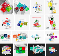 Set of abstract geometric paper infographic banner templates