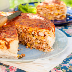 Mexican Chicken and Corn Tortilla Pie