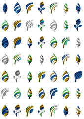 Set of abstract eco leaf icons, business logotype nature concepts, clean modern geometric design