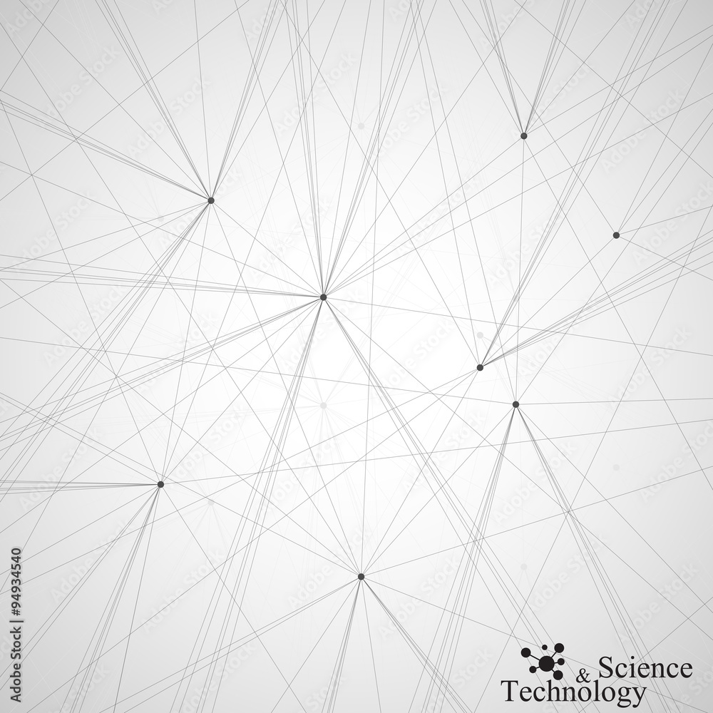 Poster graphic grey background . connected lines with dots. vector illustration