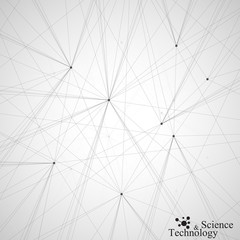 Graphic grey background . Connected lines with dots. Vector illustration