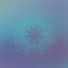 Geometric abstract form with connected lines and dots. Vector illustration