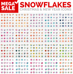 Mega collection of simple round snowflakes